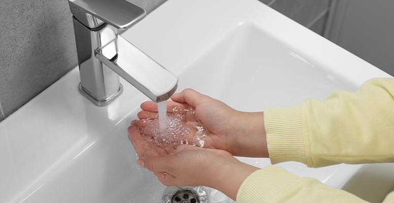Washing hands with soft water